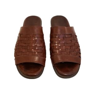 Bally Men's Genuine Leather Sandal Slip-on Slides Size 8 Brown Shoes